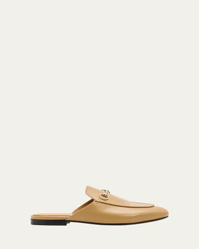 Gucci Princetown Leather Mules In Brown