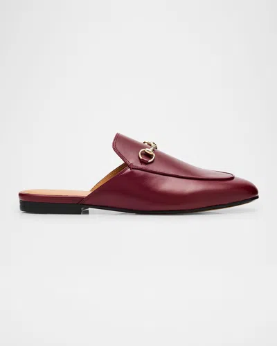 Gucci Princetown Leather Mules In Burgundy