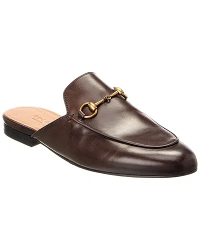 Gucci Princetown Leather Slipper In Brown