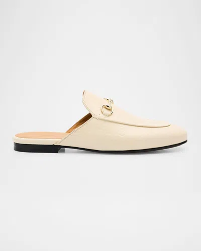 GUCCI PRINCETOWN MONOGRAM HORSEBIT LEATHER MULES