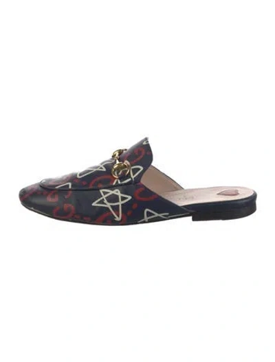 Pre-owned Gucci Princetown Mules Horsebit Accent Mules In Blue