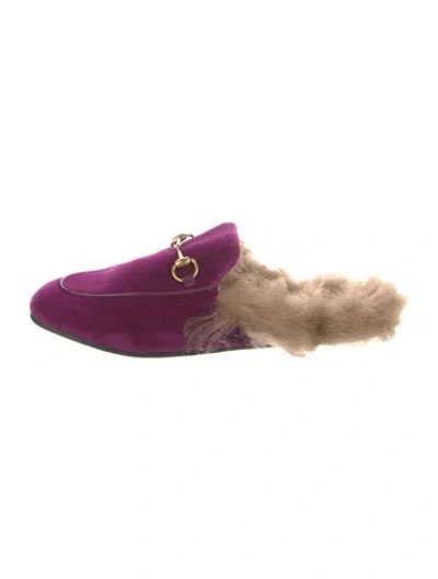 Pre-owned Gucci Princetown Mules Horsebit Accent Mules In Purple