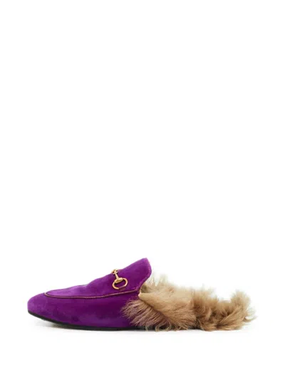 Pre-owned Gucci Princetown Mules In Purple