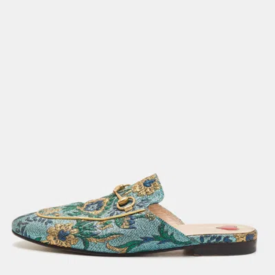 Pre-owned Gucci Princetown Size 36 Multicolor Lurex Fabric Flat Mules