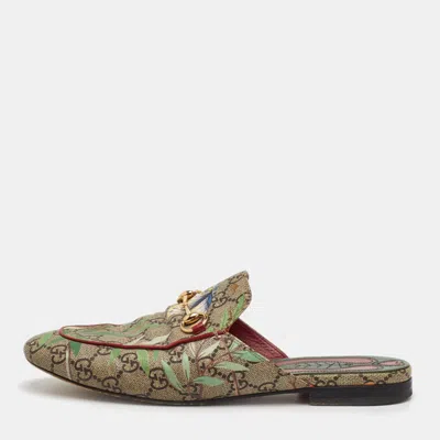 Pre-owned Gucci Princetown Size 39 Multicolor Gg Supreme Canvas Tian Print Flat Mules