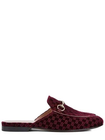 Gucci Princetown Velvet Slippers In Brown