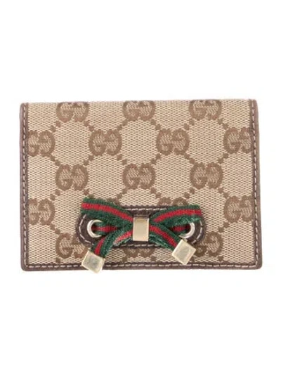 Pre-owned Gucci Princy Gg Canvas Compact Gg Canvas Card Holder In Neutral
