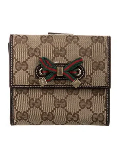 Pre-owned Gucci Princy Gg Canvas Compact Wallet In Neutral