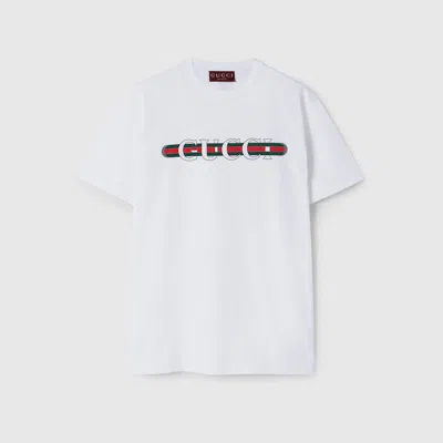 Gucci Print Cotton Jersey T-shirt In White
