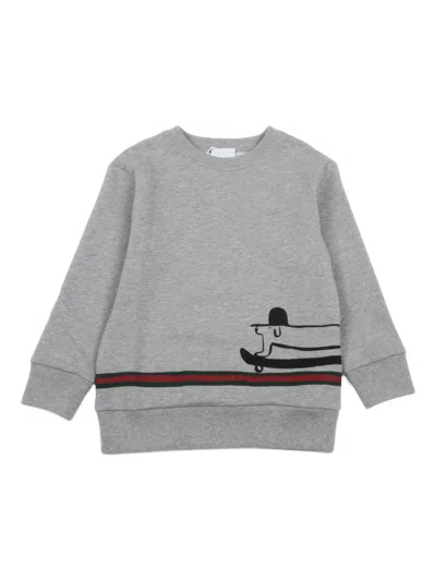 Gucci Kids' Print-detail Cotton Sweatshirt In Gray
