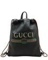 Gucci Print Drawstring Backpack 2way (authentic Pre-loved) In Black