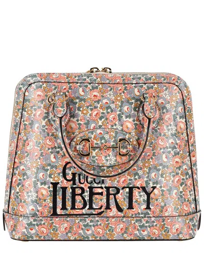 GUCCI GUCCI PRINT LEATHER 1955 HORSEBIT LIBERTY LONDON FLORAL TOTE (AUTHENTIC PRE-  LOVED)