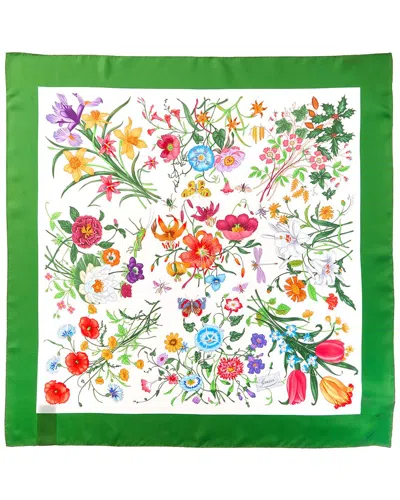 Gucci Print Silk Scarf In Green