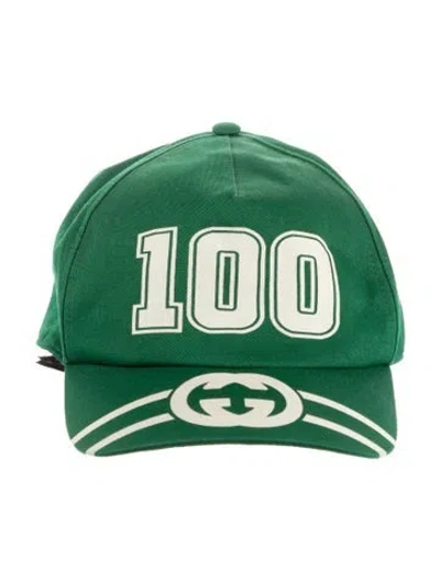Pre-owned Gucci Printed Adjustable Hat In Green