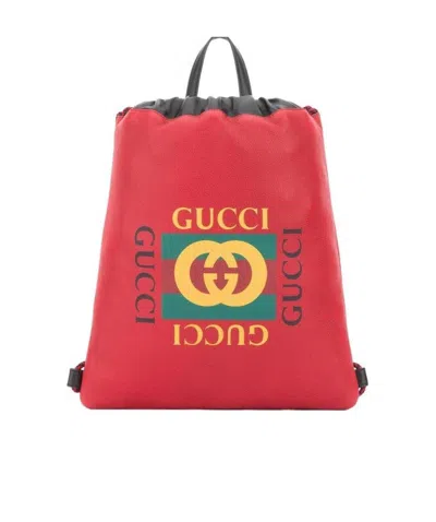 Gucci Printed Backpack In Red