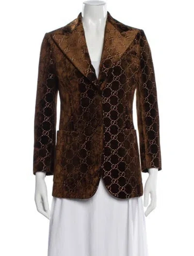 Pre-owned Gucci Printed Blazer W/ Tags In Brown