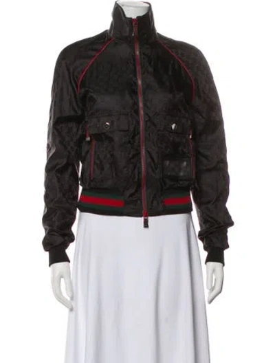 Pre-owned Gucci Printed Bomber Jacket In Black