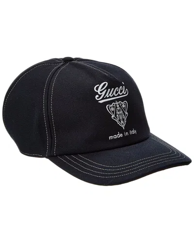 Gucci Printed Canvas Baseball Cap In Black