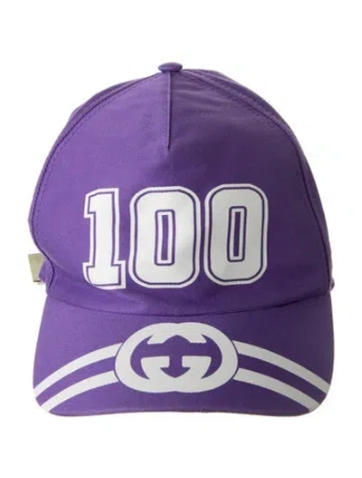 Pre-owned Gucci Printed Canvas Baseball Cap In Purple