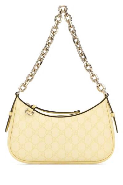 Gucci Printed Canvas Gg Emblem Shoulder Bag In Yellow