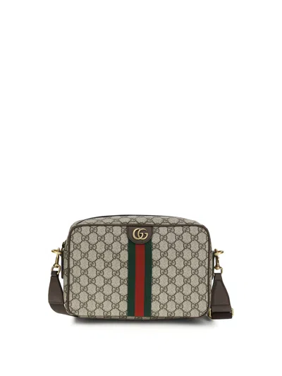 Gucci Printed Canvas Shoulder Bag In Gray