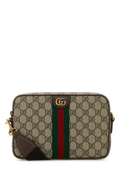 Gucci Printed Canvas Crossbody Bag Oldbenacvrvna T Polyurethane Polyamide Borse A Tracolla In Brown