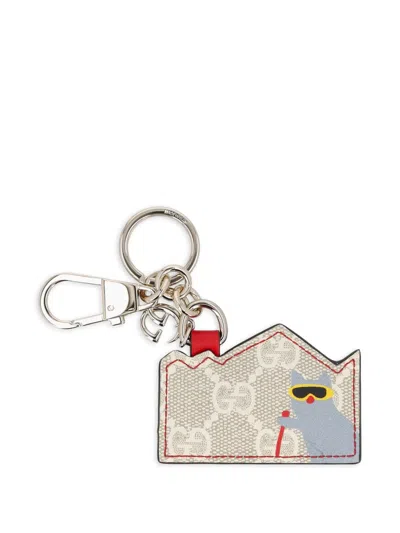 Gucci Printed-charm Keyring In White