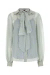 Gucci Light Blue Printed Chiffon Shirt