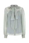 Gucci Light Blue Printed Chiffon Shirt In Lightgreyyellowmc