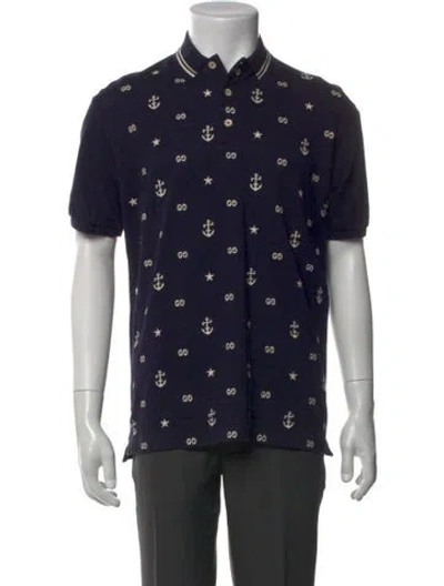 Pre-owned Gucci Printed Collar Polo Shirt In Multi