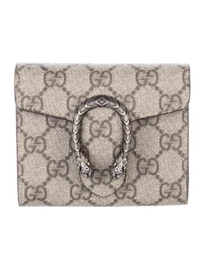 Pre-owned Gucci Printed Compact Wallet W/ Tags In Brown