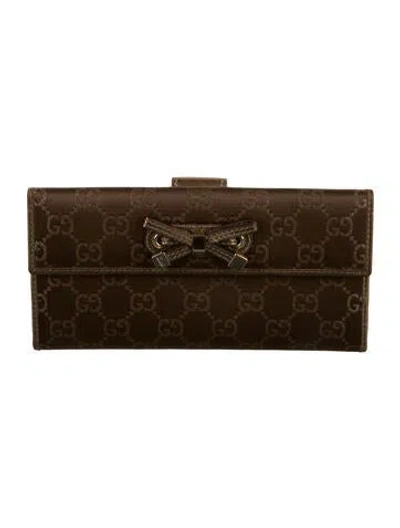 Pre-owned Gucci Printed Continental Wallet In Brown