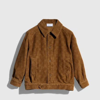 Gucci Kids' Printed Corduroy Jacket In Brown