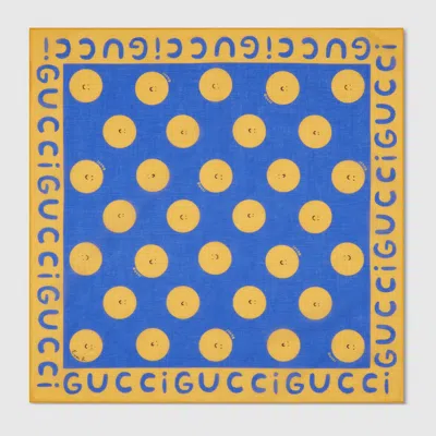Gucci Kids' Printed Cotton Bandana In Blue