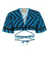 Gucci Women Printed Cotton Blend Crop Top In 4594