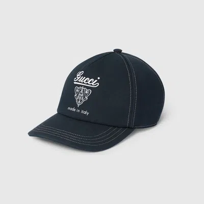 Gucci Printed Cotton Canvas Baseball Hat In Blue