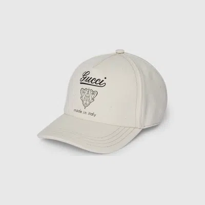 Gucci Printed Cotton Canvas Baseball Hat In White