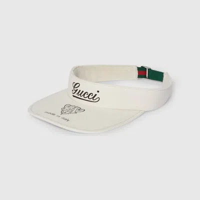 Gucci Printed Cotton Canvas Visor In White