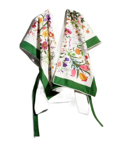 Gucci Printed Cotton Cape Dress In Multi