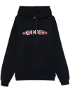 Gucci Men Blue Hoodie With Drawstring Hood And Logo Print On The Front In Jersey Man In Blue