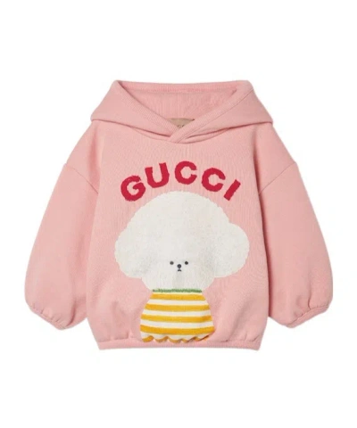 Gucci Printed Cotton Hoodie In Pink