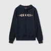 Gucci Printed Cotton Jersey Hooded Sweatshirt In Blue