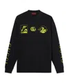 Gucci Black Crewneck T-shirt With All-over Prints And Maxi Logo Lettering On The Sleeves In Cotton M In Black