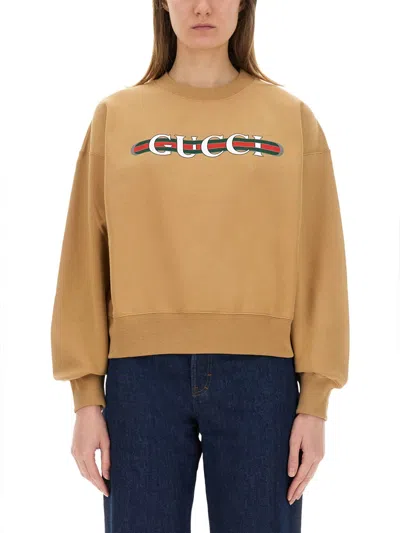 Gucci Printed Cotton Jersey Sweatshirt In Yellow