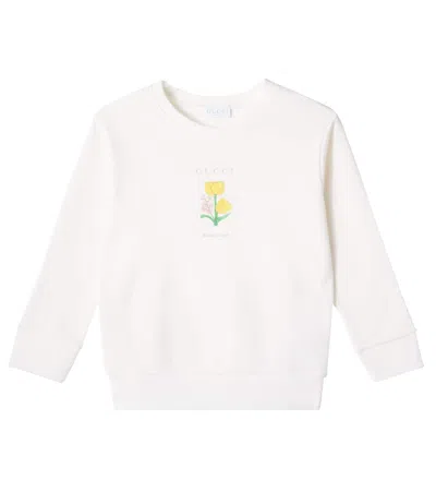 Gucci Kids' Printed Cotton Jersey Sweatshirt In White