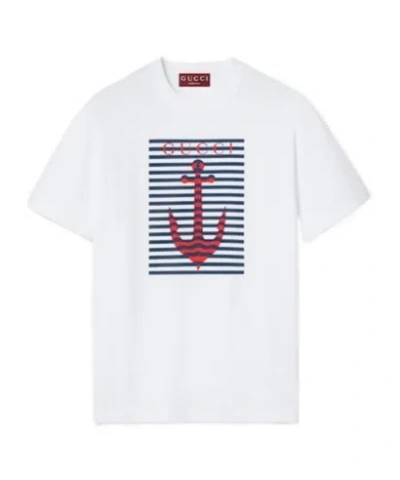 Gucci Printed Cotton Jersey T-shirt In White