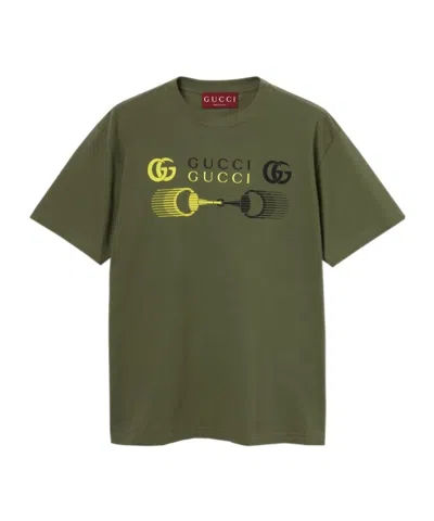 Gucci Printed Cotton Jersey T-shirt In Green