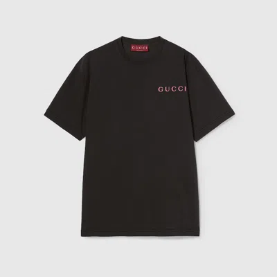 Gucci Printed Cotton Jersey T-shirt In Black