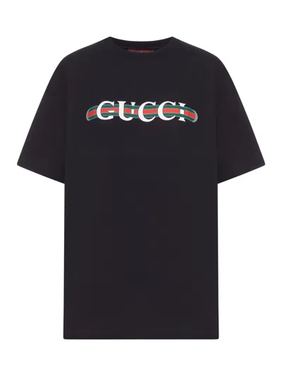 Gucci Printed Cotton Jersey T-shirt In Black