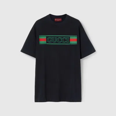 Gucci Logo T-shirt In Navy/mc